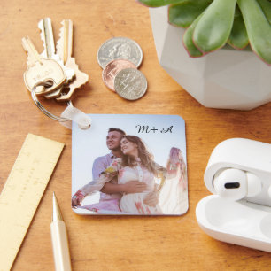 Custom Photo Monogram  Key Ring