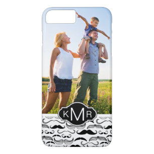 Custom Photo & Monogram Moustache pattern 2 Case-Mate iPhone Case