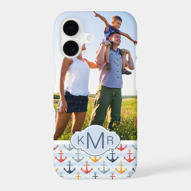 Custom Photo & Monogram Nautical Anchor Pattern (Back)