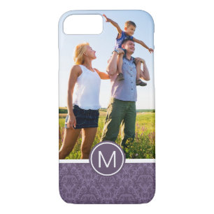Custom Photo & Monogram Purple floral wallpaper 2 Case-Mate iPhone Case