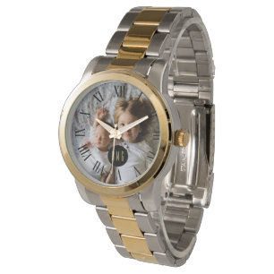 Custom Photo   Monogram   Roman Numerals Watch