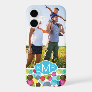Custom Photo & Monogram Round bubbles pattern 2