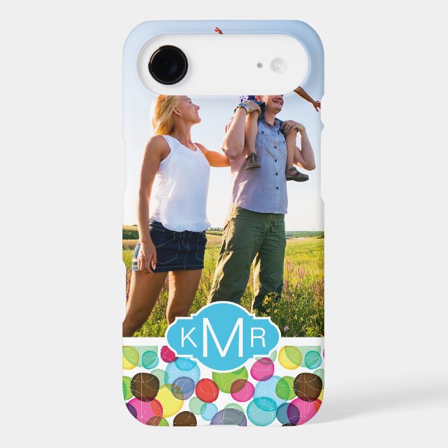 Custom Photo & Monogram Round bubbles pattern 2 Case-Mate iPhone Case (Back)