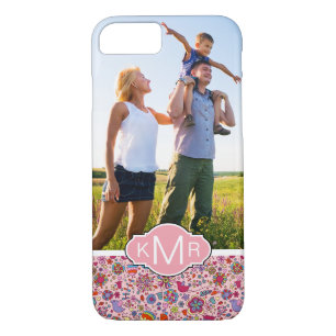 Custom Photo & Monogram Spring flowers pattern Case-Mate iPhone Case