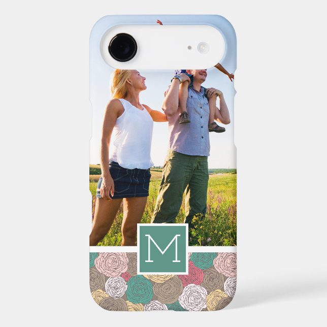 Custom Photo & Monogram Stylish floral pattern Case-Mate iPhone Case (Back)