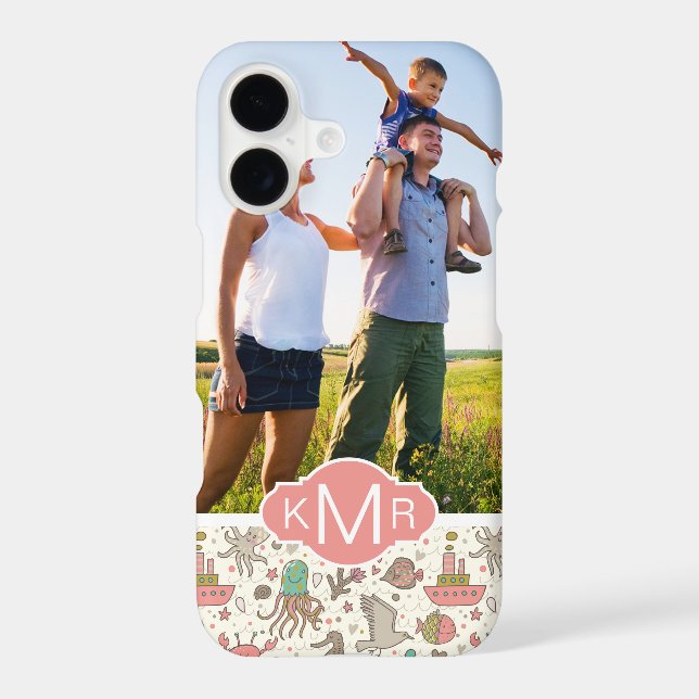 Custom Photo & Monogram Summer Ship Pattern (Back)