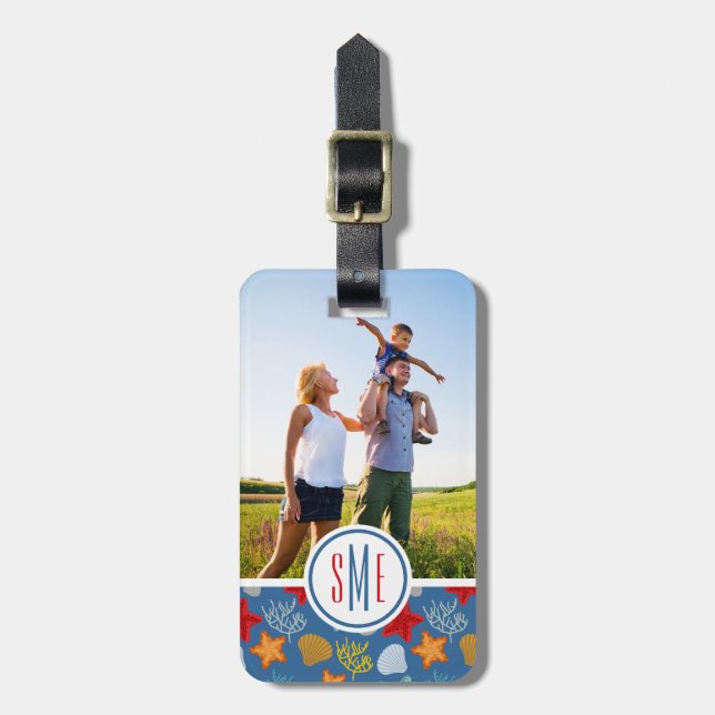 Custom Photo & Monogram Underwater Life Pattern Luggage Tag (Front Vertical)