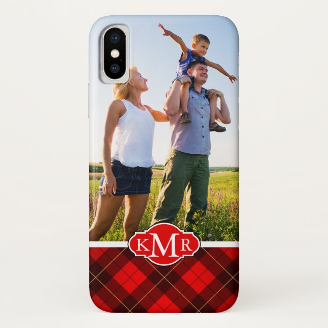 Custom Photo & Monogram Wallace tartan background Case-Mate iPhone Case (Back)