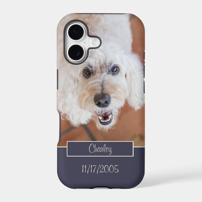 Custom Photo Monogrammed Initial Name Blue  (Back)