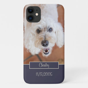 Custom Photo Monogrammed Initial Name Blue  Case-Mate iPhone Case
