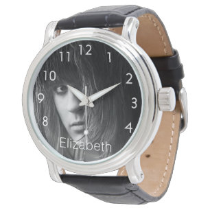 Custom photo monogrammed woman girl watch
