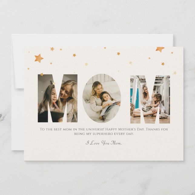 Custom Photo Mothers Day Love You Mum Card (Front)