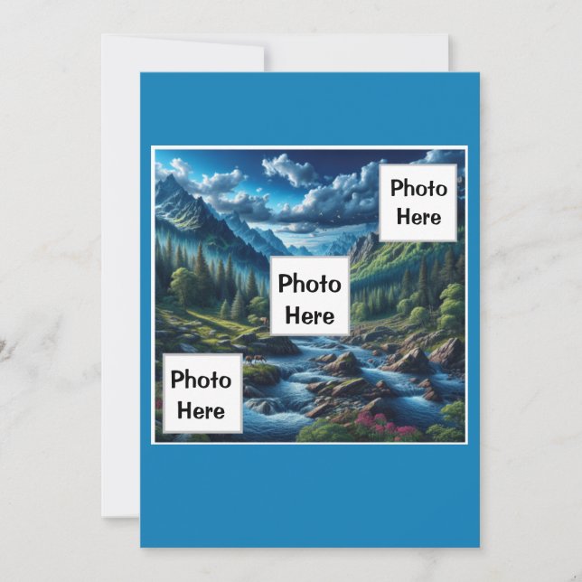 Custom Photo Mountain Scene Holiday Card (Front)