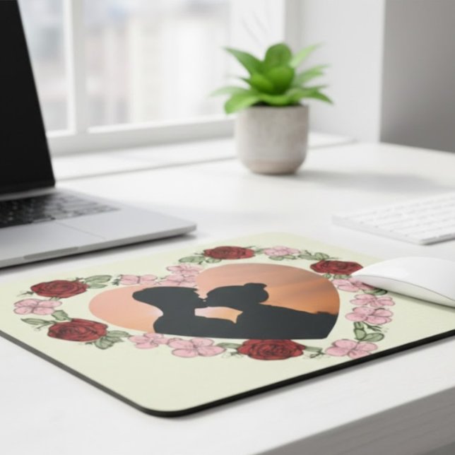 Custom Photo Mouse Pad – Floral Heart (Creator Uploaded)