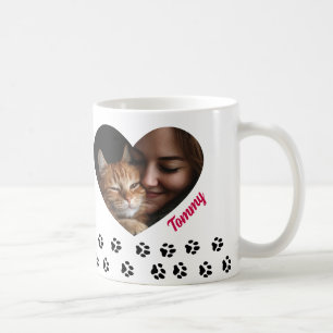 Custom Photo Mug Heart-Shaped Image Paw Prints