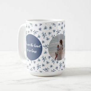 Custom Photo Mug with Blue Flowers Personalised