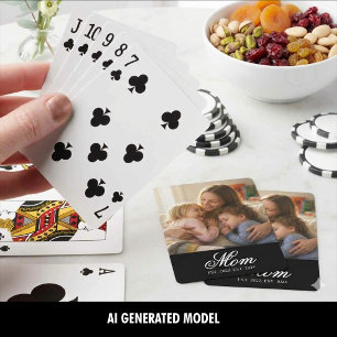 Custom Photo Mum Est Year Minimalist Playing Cards