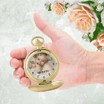 Custom photo mum mother pocket watch<br><div class="desc">Template for your own photo of the best mother,  mum in the world. Black numbers.  Text: My mum. With a white photo overlay.</div>