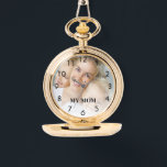 Custom photo mum mother watch<br><div class="desc">Template for your own photo of the best mother,  mum in the world. Black numbers.  Text: My mum. With a white photo overlay.</div>