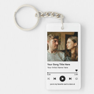 Custom Photo Music Player Personalised Song Gift Key Ring