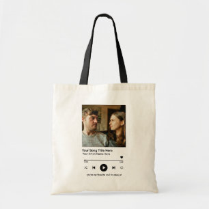 Custom Photo Music Player Personalized Song Gift Tote Bag