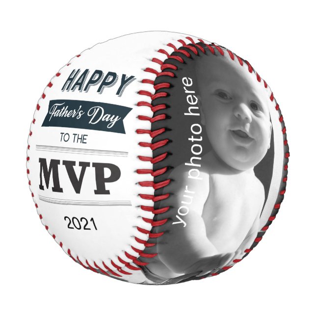 Custom Photo MVP of Father's Day Baseball (Angled)