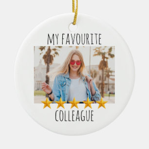 Custom Photo My Favourite Colleague 5 Star Ceramic Tree Decoration