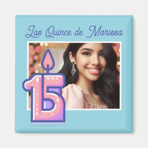 Custom Photo Name 15th Birthday Girl Quinceañera  Magnet