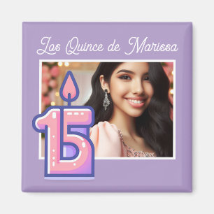 Custom Photo Name 15th Birthday Girl Quinceañera  Magnet