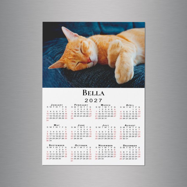 Custom Photo Name 2027 Calendar Magnet (Custom Photo Name 2027 Calendar Magnet in situ)