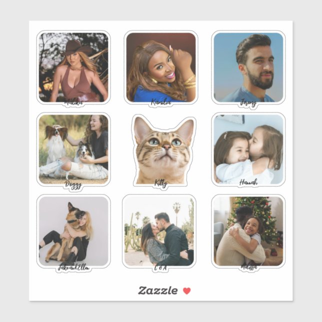 Custom Photo Name Advent Calendar Stickers -9 Pack (Sheet)