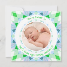 Custom Photo Name Age Blue Green Birthday Star