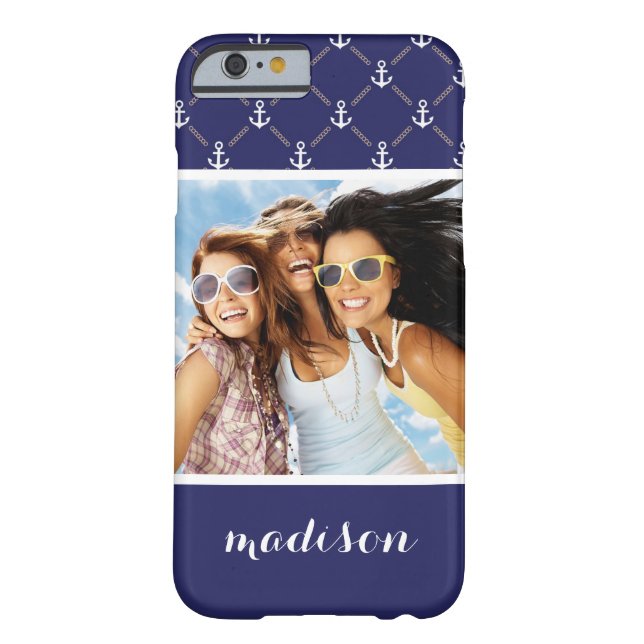 Custom Photo & Name Anchor pattern Case-Mate iPhone Case (Back)