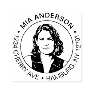 Custom Photo, Name and Return Address Self-inking Stamp