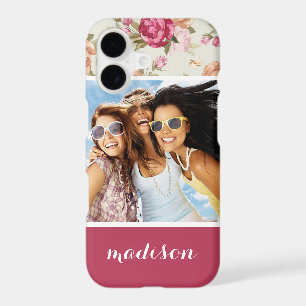 Custom Photo & Name Beautiful Peony Pattern
