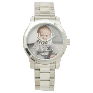 Custom Photo Name Best Dad Ever Silver Watch