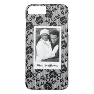 Custom Photo & Name Black lace pattern Case-Mate iPhone Case