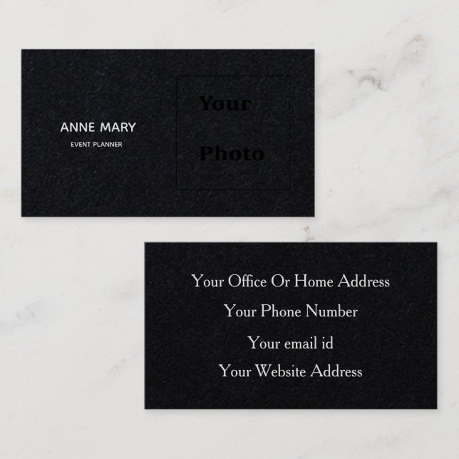 Custom Photo Name Black White Professional Modern Business Card (Front/Back)