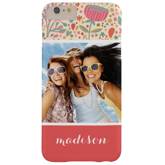 Custom Photo & Name Bright floral pattern Case-Mate iPhone Case (Back)