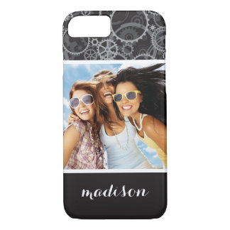Custom Photo & Name Cogwheels pattern Case-Mate iPhone Case
