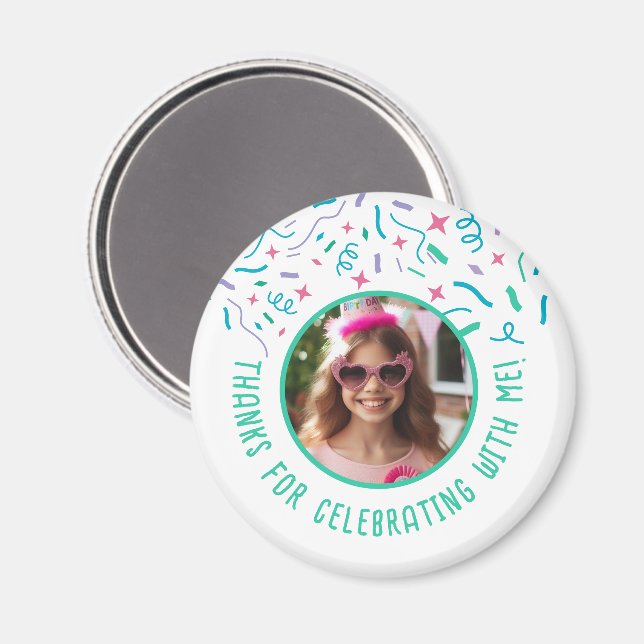 Custom Photo Name Confetti Celebration Thank You  Magnet (Front/Back)