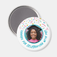 Custom Photo Name Confetti Graduation Thank You