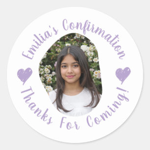 Custom Photo Name Confirmation Thank You Favors Classic Round Sticker