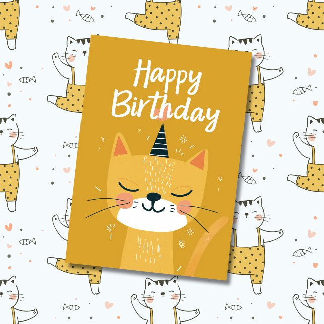 Custom Photo & Name | Cute Cat Illustration Art Card (Creator Uploaded)