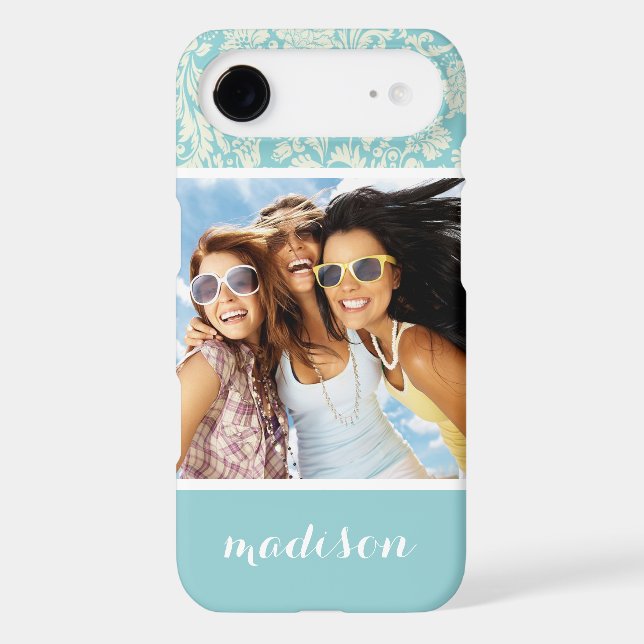 Custom Photo & Name Damask Pattern 3 Case-Mate iPhone Case (Back)