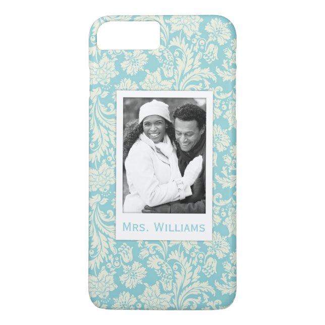 Custom Photo & Name Damask Pattern 3 Case-Mate iPhone Case (Back)