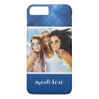 Custom Photo & Name Dark blue hi-tech background