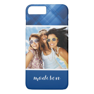 Custom Photo & Name Dark blue hi-tech background Case-Mate iPhone Case