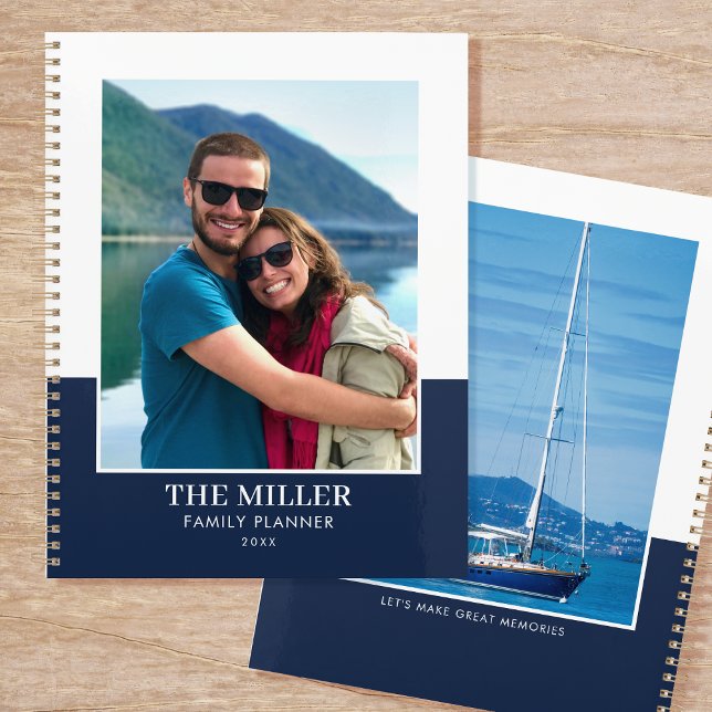 Custom Photo Name Dark Blue Modern Planner (Creator Uploaded)