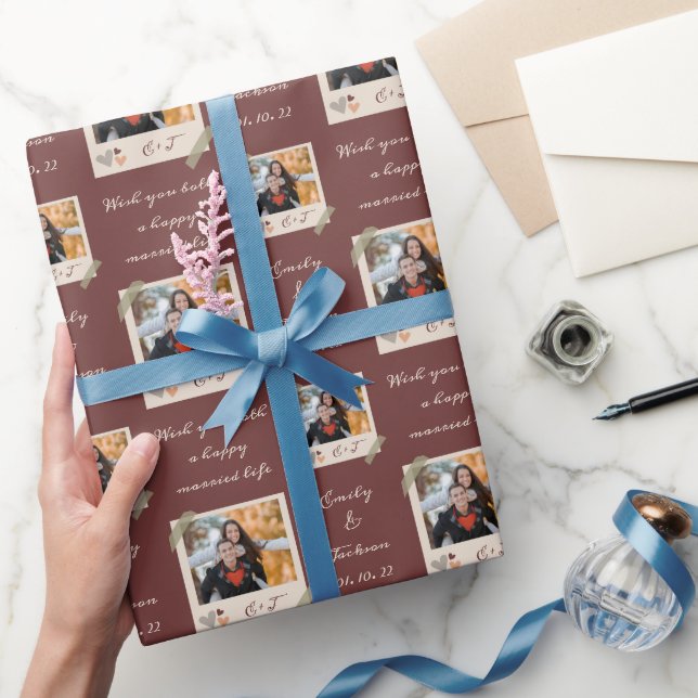 Custom Photo/Name/Date Bride And Groom Wedding Wrapping Paper (Gifting)